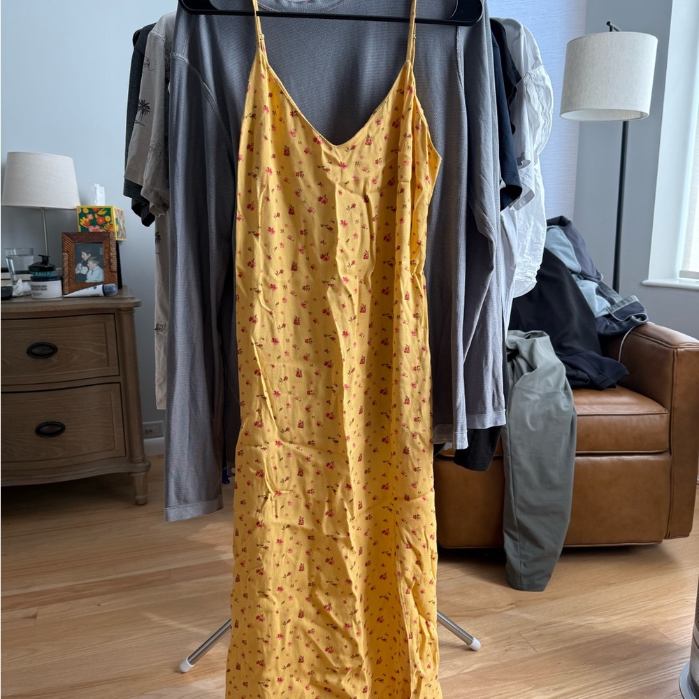 Reformation Yellow Floral Slip Dress